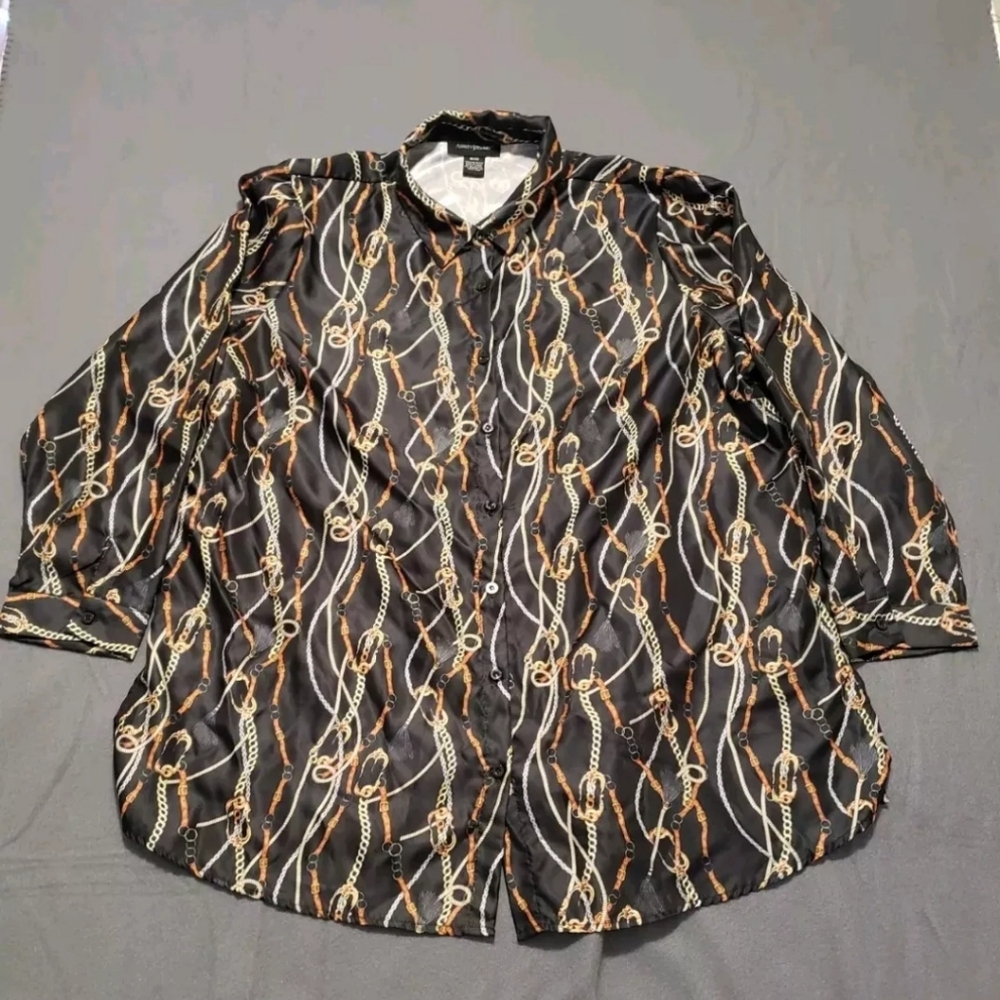 Ashley Stewart Button Down women Size 18/20 Black Long Sleeve